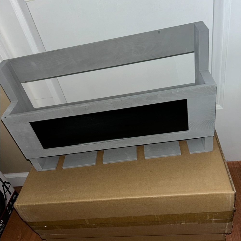Gray Wooden Shelf with Black Accent